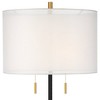 Possini Euro Design Roxie Modern Floor Lamp with Riser 65 1/2" Tall Brass Black Metal Sheer Linen Double Drum Shade for Living Room Bedroom Office - 3 of 4