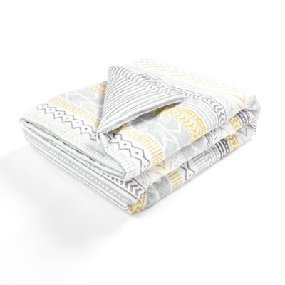 Hygge Geo Yellow and Gray Reversible Sherpa Baby Blanket