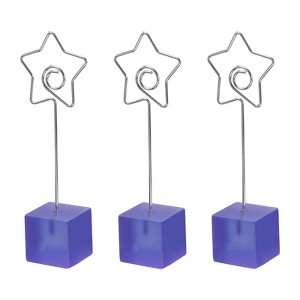 Unique Bargains Metal Resin Cube Base Star Shape Pictures Memo Place Card Holder 3 Pcs - 1 of 4