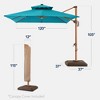 Best Choice Products 10ft Square Woodgrain Pattern 2-Tier Outdoor Solar LED Cantilever Umbrella w/ Base - 2 of 4