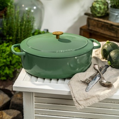 Saggio Green Enameled Cast Iron 5-qt Oval Dutch Oven