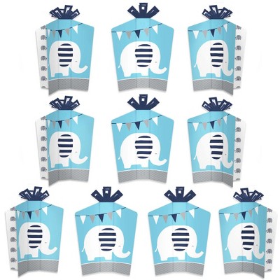 Big Dot of Happiness Blue Elephant - Table Decorations - Boy Baby Shower or Birthday Party Fold and Flare Centerpieces - 10 Count