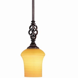 Toltec Lighting Elegante 1 - Light Pendant in  Dark Granite with 5.5" Zilo Cayenne Linen  Shade - 1 of 1