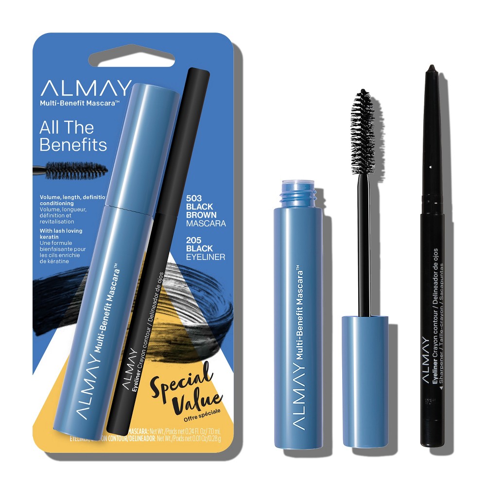 Almay Multi-Benefit Mascara Eyeliner Pack - 503 Black - 0.24 fl oz + 0.01oz