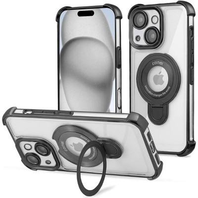 Entronix [Magnetic] Case Compatible with iPhone 15 Plus - [Clear Back] Glossy Gripstand