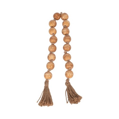 Sagebrook Home Wooden Bead Garland - Contemporary Rustic Natural Brown Mango Wood Home Decor Beaded Accent