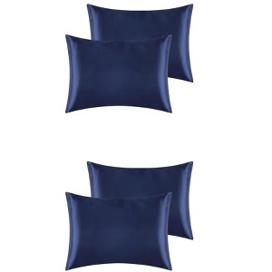 Unique Bargains Satin Breathable Envelope Closure Pillowcase Cover 4 Pcs - 1 of 4