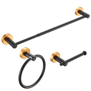 Tramull 3-Piece Matte Bathroom Hardware Set, Adjustable Towel Bar, Toilet Paper Holder & Towel Ring - 1 of 4