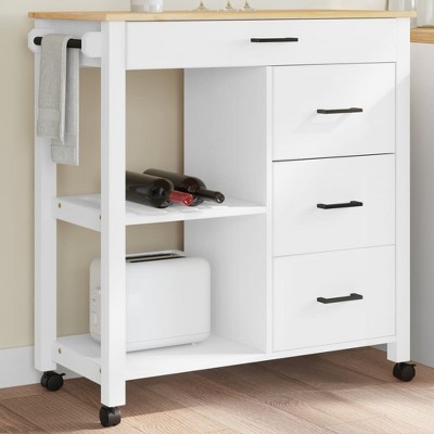 vidaXL Kitchen Trolley MONZA 33.1 in.x15.7 in.x35.4 in. Solid Wood Pine