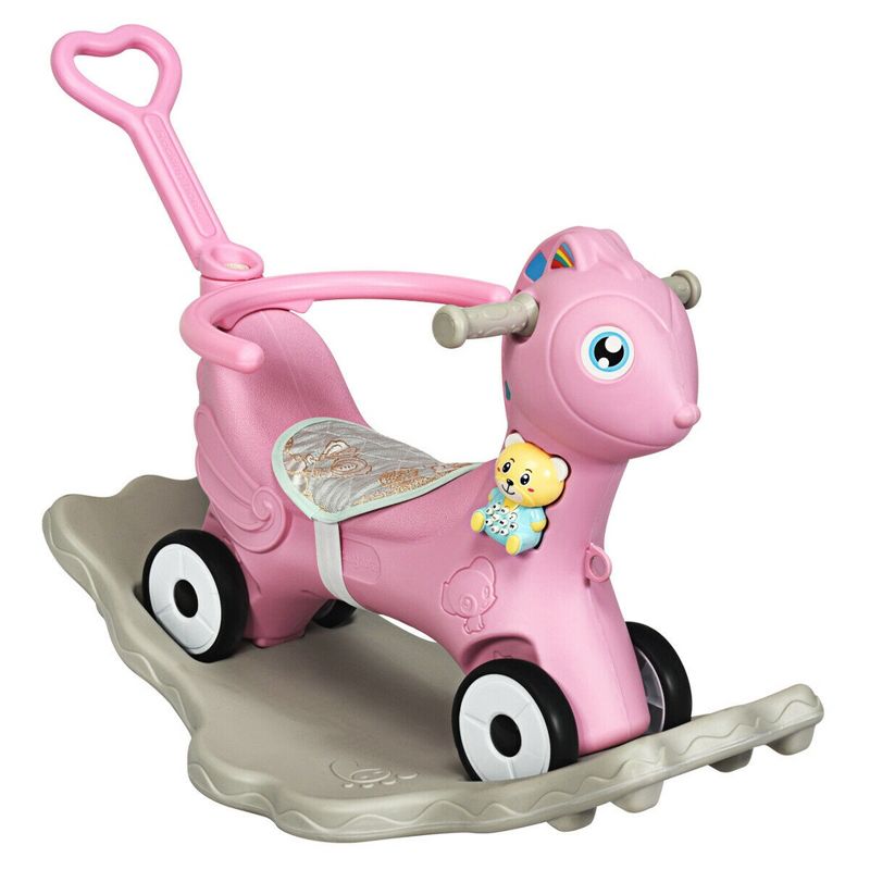 Costway Baby Rocking Horse 4 in 1 Kids Ride On Toy Push Car w/ Music, 1 of 11