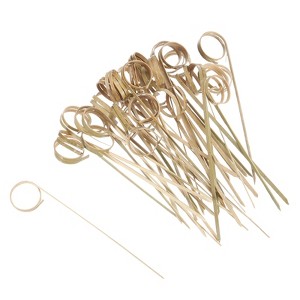 Unique Bargains Disposable Looped Ring Bamboo Fruit Decorative Cocktail Picks 100 Pcs - 1 of 4