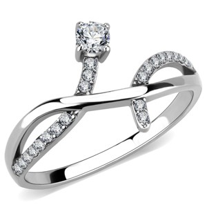 Slickblue Clear CZ Polished Stainless Steel Ring with Round Cross Design - Stylish Women's Jewelry, Size 5-10 - 1 of 4