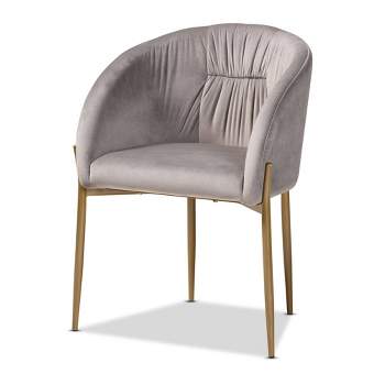 Ballard Velvet Fabric Upholstered Metal Dining Chair - Baxton Studio