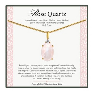 HOPE LOVE SHINE Rose Quartz Necklace – Healing Jewelry for Women, Heart Chakra Self Love Gift - 1 of 1