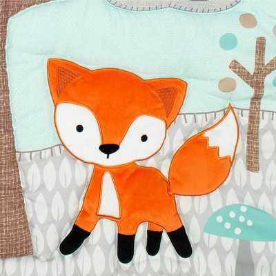 Gray and Mint Woodland Animals 5-Piece Microfiber Crib Bedding Set