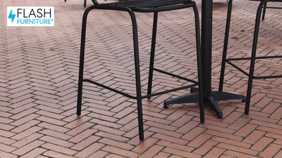 Black Metal Indoor-Outdoor Armless Bar Height Stool