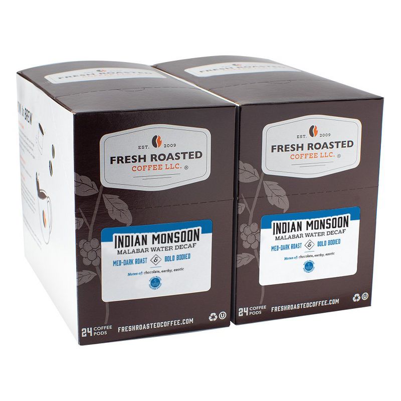 Fresh Roasted Coffee - Indian Malabar WP Decaf Med-Dark Roast Single Serve Pods - 48CT, 2 of 4