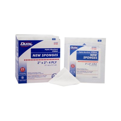 Dukal Sterile Non-Woven Sponge 4-Ply 2" x 2", 50 Ct