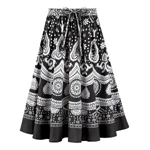 Collections Etc Border Print Easy Fit Circle Skirt with Drawstring Waistband - 1 of 4