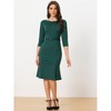 Allegra K Women's Business Elegant Boat Neck Half Sleeve Pleated Midi Dress - 4 of 4