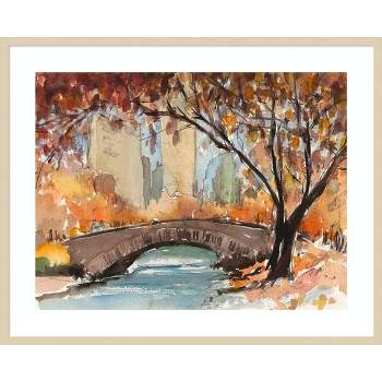 41" x 33" Autumn in New York Study I by Samuel Dixon Wood Framed Wall Art Print - Amanti Art