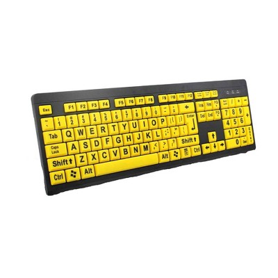 Evo Bytes Yellow/Black Large Print Wired Computer Keyboard