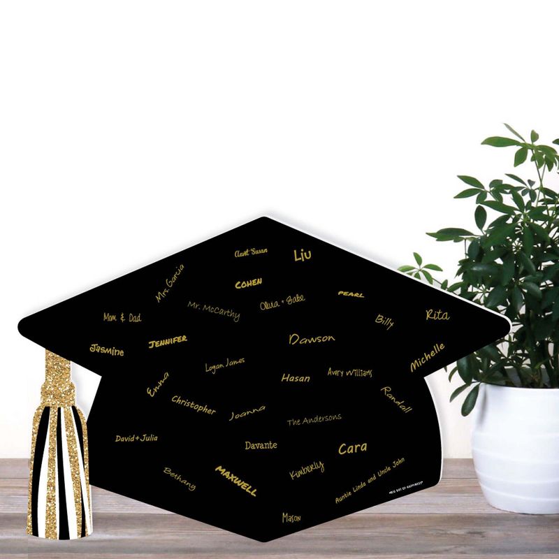 Big Dot of Happiness Tassel Worth The Hassle - Gold - Grad Cap Guest Book Sign - Graduation Party Guestbook Alternative - Signature Mat, 3 of 9