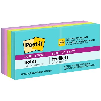 Post-it Super Sticky Pads in Miami Colors 2 x 2 Miami 90/Pad 8 Pads/Pack 6228SSMIA