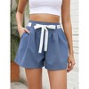 WhizMax Women's Shorts Summer Casual High Waist Wide Leg Shorts Loose Smocked Elastic Waist A Line Pant with Belt - 2 of 4