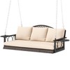 Okak 3 Person Wicker Porch Swing with Pillows and Cushion, Hanging Chair with Chain and Tray, Outdoor Swing for Garden, Backyard - 2 of 4