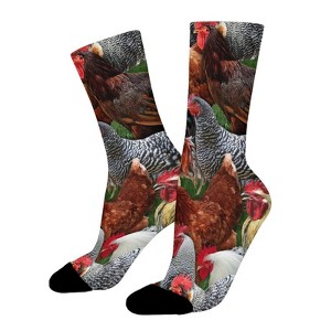 Farm Animals Chickens Women Printed Crew Socks Funny Funky Socks Soft Polyester Novelty Gifts for Artists Men - 1 of 1