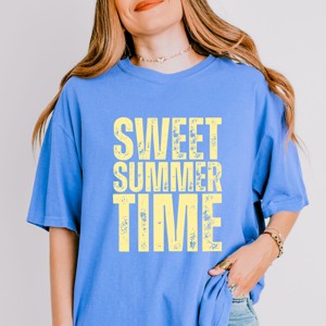 Simply Sage Market Sweet Summer Time Block Distressed Garment Dyed Tee - 1 of 4