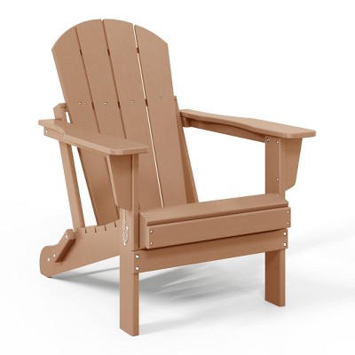Teak HDPE Folding Adirondack Chair with Wide Armrests