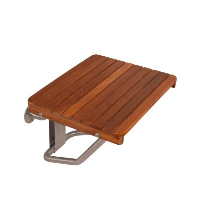 HomeRoots 14" X 20" Brown Teak Rectangular Shower Bench