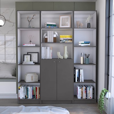 NicBex Bookcases for Living Room 3 Piece Bookcase Set 74" Wide Storage Cabinet Bookshelf with 14 Shelves for Home Office and Bedroom