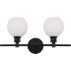 Elegant Lighting Collier 2 light Black and Frosted white glass Wall sconce - 3 of 4