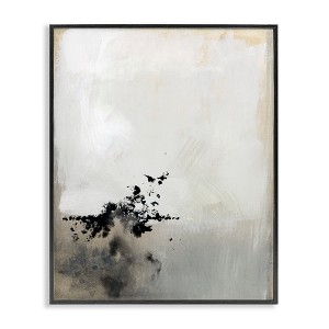 Stupell Industries Minimal Neutral Abstract Painting Black Splatter Framed Giclee Art - 1 of 4