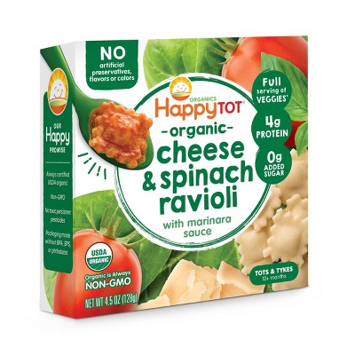 HappyTot Organic Cheese & Spinach Ravioli with Marinara Sauce Baby Food - 4.5oz