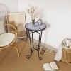 Syemin End Tables Patio Side Table with Shelf, Outdoor Round End Table with Weather Resistant Ceramic Tile Tabletop, Black, 14"*14"*23.25" - 2 of 4
