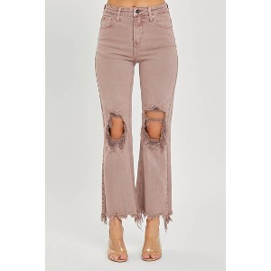 Women's High Rise Knee Distressed Straight Jean - RISEN - 1 of 4
