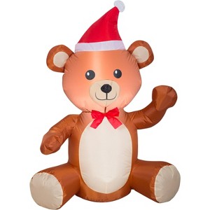 Gemmy Christmas Airblown Inflatable Teddy Bear , 3.5 ft Tall, Multicolored - 1 of 3