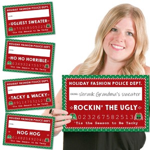 Big Dot of Happiness Ugly Sweater - Party Mug Shots - Photo Booth Props Holiday & Christmas Party Mugshot Signs - 20 Count - 1 of 4