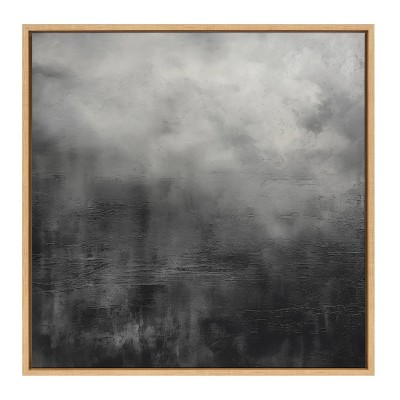 Tonal Abstract Black and Gray Framed Canvas Art, 30x30