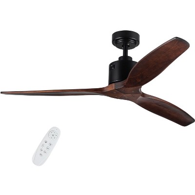 BestParts Ceiling Fan, Indoor Reversible DC Motor Fan with Remote Control, Rustic Low Profile Fan for Bedroom, 52 Inch, Antique Brown Wood + Metal