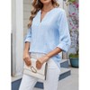 Women's Casual V Neck Shirt Summer Hollow Out 3/4 Sleeve T-Shirt Top - 4 of 4