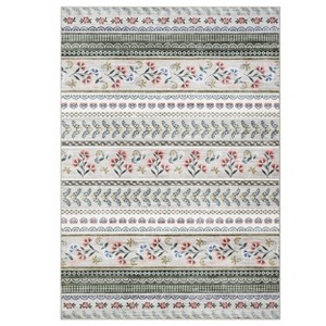 Washable Modern Farmhouse Living Room Bedroom Area Rug, Floral Print Non Slip Floor Carpet for Home Office - 1 of 4