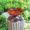 7" Reflective Crackle Glass Birdbath Bowl with Short Stand Red - Achla Designs - 2 of 3