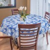 70" Dia Round Vinyl Water Oil Resistant Printed Tablecloths Blue Daisy - PiccoCasa - 4 of 4