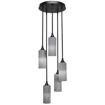 Toltec Lighting Empire 5 - Light Pendant in  Matte Black with 4" Gray Matrix Shade