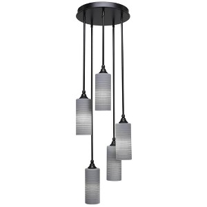 Toltec Lighting Empire 5 - Light Pendant in  Matte Black with 4" Gray Matrix Shade - 1 of 1
